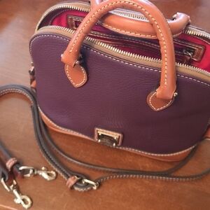 Dooney and Bourke Bitsy Zip Zip Pebble Grain Leather Domed Satchel in Eggplant